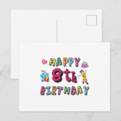 Carte Postale Joyeux 8ème anniversaire. Surprise d'anniversaire (Devant / Derrière)