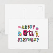 Carte Postale Joyeux 8ème anniversaire. Vœux pour les 8 ans (Devant / Derrière)