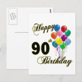 Carte Postale Joyeux 90e anniversaire cadeaux et vêtements d'ann (Devant / Derrière)