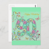 Carte Postale Joyeux 90ème anniversaire (Devant / Derrière)