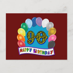 Carte Postale Joyeux 90ème anniversaire avec ballons