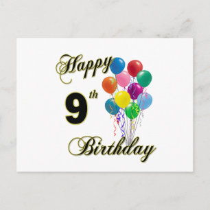 Carte Postale Joyeux 9e anniversaire cadeaux et vêtements d'anni
