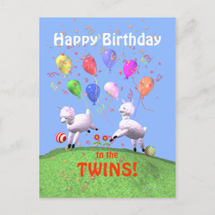 Carte Postale Joyeux agneaux d'anniversaire pour jumeaux