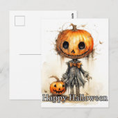 Carte Postale Joyeux ami Citrouille Halloween (Devant / Derrière)