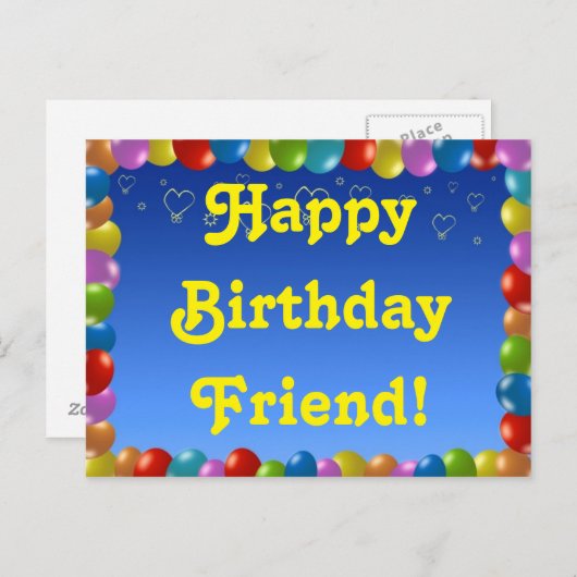 Carte postale Joyeux Ami d'anniversaire (Devant / Derrière)