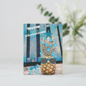 Carte Postale Joyeux ananas de Noël côtier sur la plage (Debout devant)