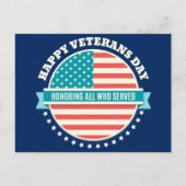 Carte Postale Joyeux Anciens Combattants Jour USA drapeau bleu f (Devant)