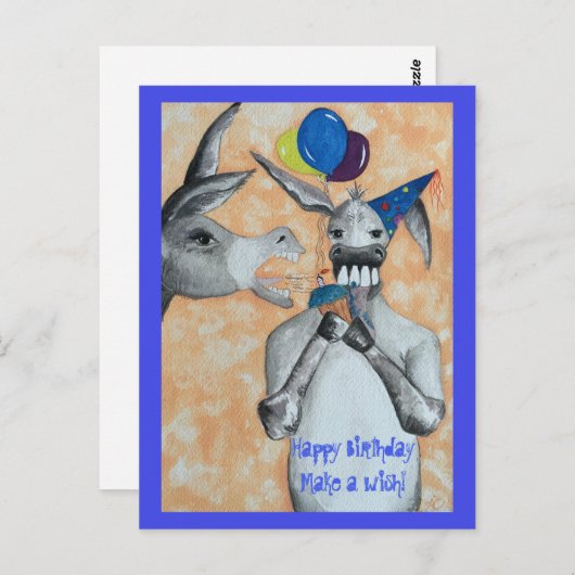 Carte Postale Joyeux âne d'anniversaire (Devant / Derrière)