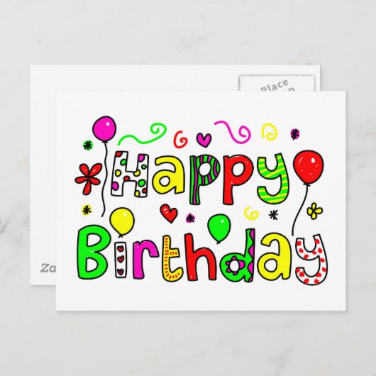 Carte Postale Joyeux anniversaire (Devant / Derrière)