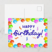 Carte Postale joyeux anniversaire (Devant / Derrière)