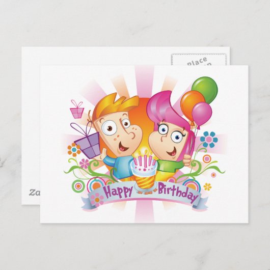 Carte Postale Joyeux anniversaire (Devant / Derrière)