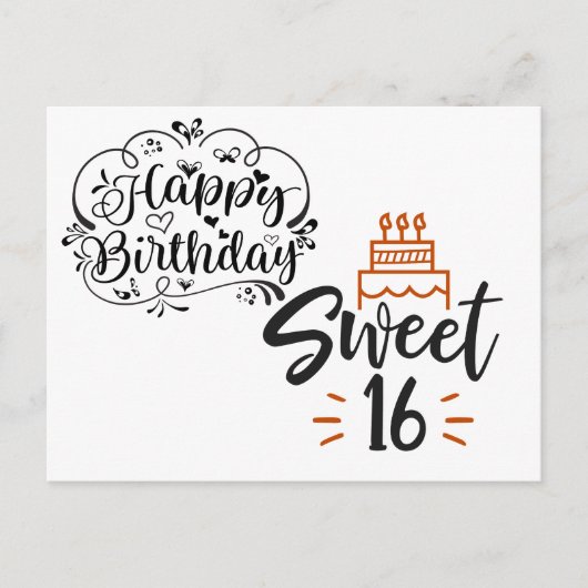 Carte Postale Joyeux Anniversaire 16 Ans Douce (Devant)
