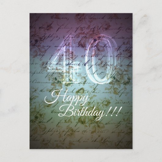 Carte Postale Joyeux Anniversaire!!! 40 ans (Devant)