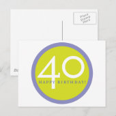 Carte Postale Joyeux anniversaire, 40 ans ! (Devant / Derrière)
