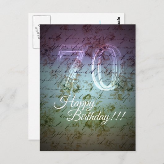 Carte Postale Joyeux Anniversaire!!! 70e (Devant / Derrière)