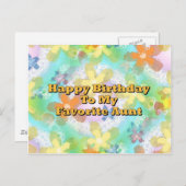 Carte Postale Joyeux Anniversaire À Ma Tante Préférée (Devant / Derrière)