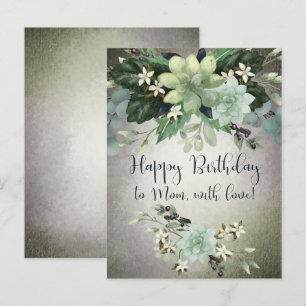 Carte Postale Joyeux Anniversaire À Maman Aquarelle Succulent