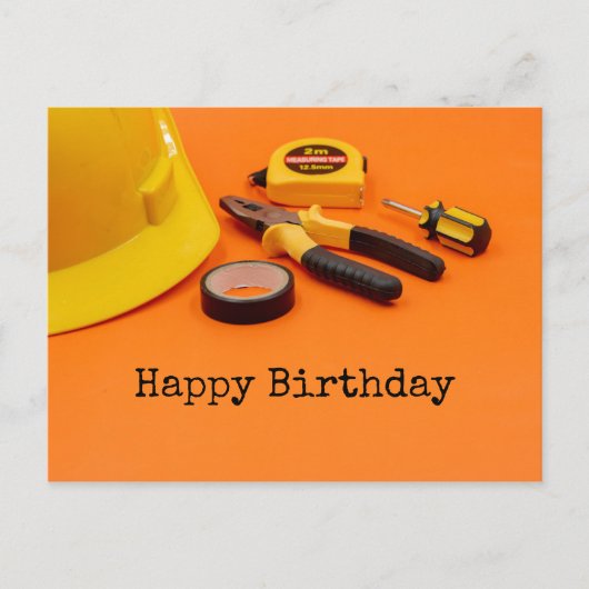 Carte Postale Joyeux anniversaire à Mécanique avec outils plier  (Devant)