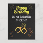 Carte Postale Joyeux anniversaire à mon partenaire en crime! (Devant)