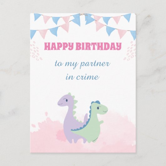 Carte Postale Joyeux anniversaire à mon partenaire en Criminalit (Devant)