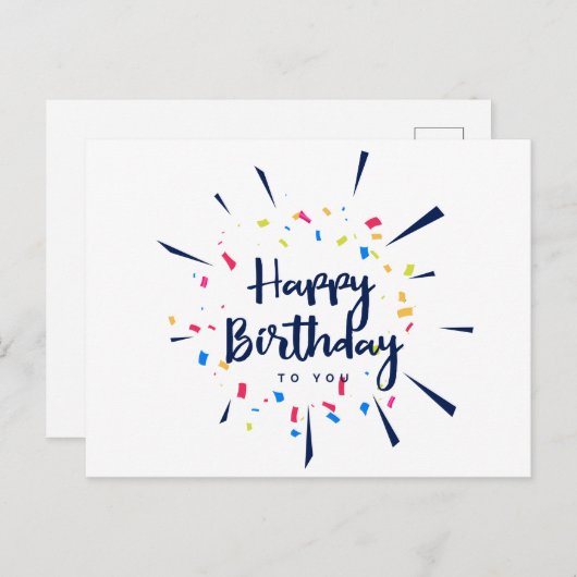 Carte Postale Joyeux anniversaire à toi confettis (Devant / Derrière)