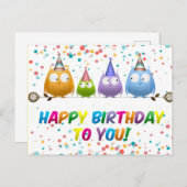 Carte Postale Joyeux Anniversaire à Toi de la part des Hiboux (Devant / Derrière)