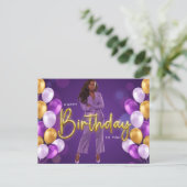 Carte Postale Joyeux Anniversaire À Toi Sœur Mélanine Reine Noir (Debout devant)