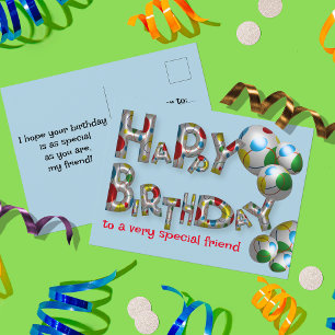 Carte Postale Joyeux Anniversaire À Un Ami Très Spécial Typograp