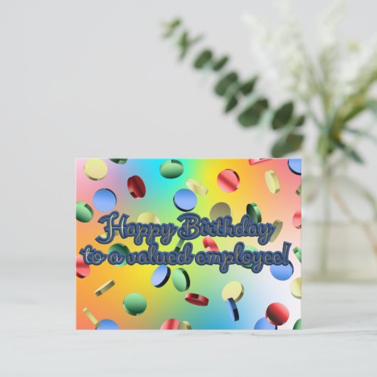 Carte Postale Joyeux Anniversaire à un Employé Précieux (Debout devant)