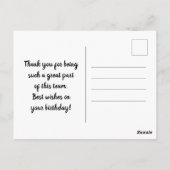 Carte Postale Joyeux Anniversaire à un Employé Précieux (Dos)