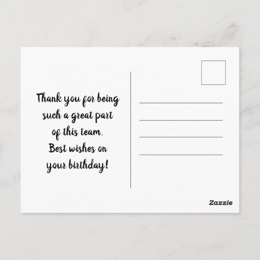 Carte Postale Joyeux Anniversaire à un Employé Précieux (Dos)