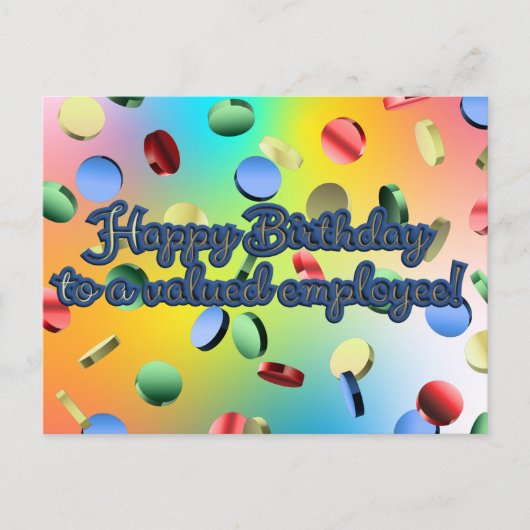 Carte Postale Joyeux Anniversaire à un Employé Précieux (Devant)