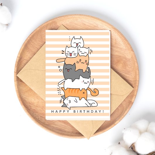 Carte Postale Joyeux Anniversaire à un Tas de Chats Mignons