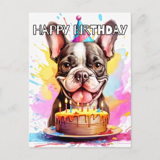 Carte Postale Joyeux Anniversaire Adorable Petit Chien (Devant)