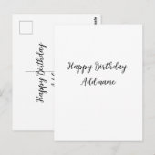 Carte Postale Joyeux anniversaire ajouter nom titre simple minim (Devant / Derrière)