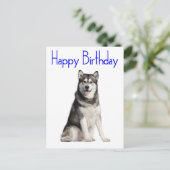 Carte Postale Joyeux Anniversaire Alaskan Malamute Chien Chien C (Debout devant)