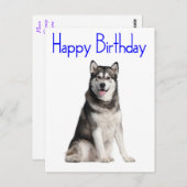 Carte Postale Joyeux Anniversaire Alaskan Malamute Chien Chien C (Devant / Derrière)