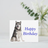 Carte Postale Joyeux Anniversaire Alaskan Malamute Chien Chien C (Debout devant)