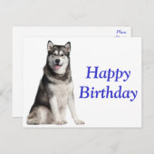 Carte Postale Joyeux Anniversaire Alaskan Malamute Chien Chien C (Devant / Derrière)