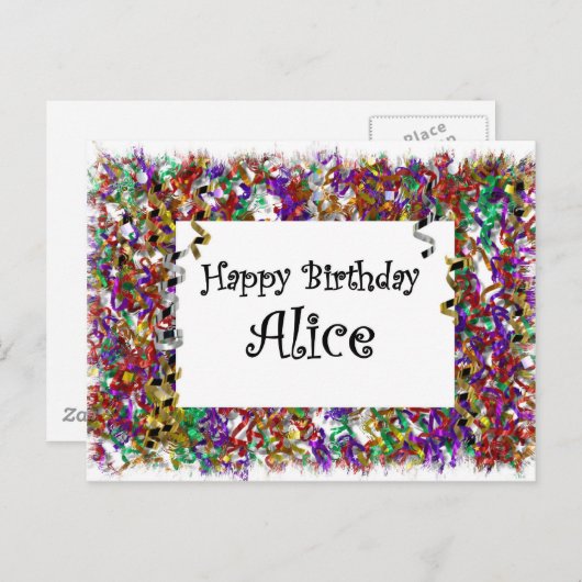Carte Postale Joyeux Anniversaire Alice (Devant / Derrière)