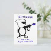 Carte Postale Joyeux Anniversaire Alien Combattant (Debout devant)