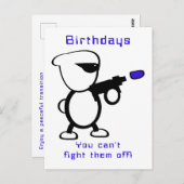 Carte Postale Joyeux Anniversaire Alien de Combat (Devant / Derrière)