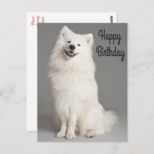 Carte Postale Joyeux Anniversaire Américain Eskimo Chien Chien C (Devant / Derrière)