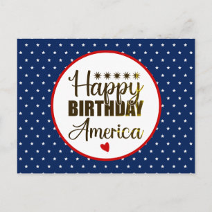 Carte Postale Joyeux Anniversaire Amérique, Patriotique Rouge Bl