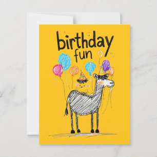 Carte Postale Joyeux Anniversaire Amusement avec un Cheval Migno