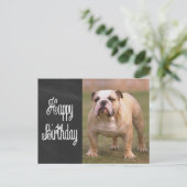 Carte Postale Joyeux Anniversaire Anglais Bulldog Chalkboard Car (Debout devant)