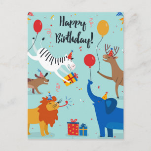 Carte Postale Joyeux Anniversaire Animaux