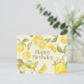 Carte Postale Joyeux Anniversaire Aquarelle Citrons, Fleur de Ci (Debout devant)