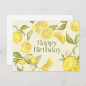 Carte Postale Joyeux Anniversaire Aquarelle Citrons, Fleur de Ci (Devant / Derrière)