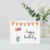 Carte Postale Joyeux Anniversaire Aquarelle Colorée (Debout devant)